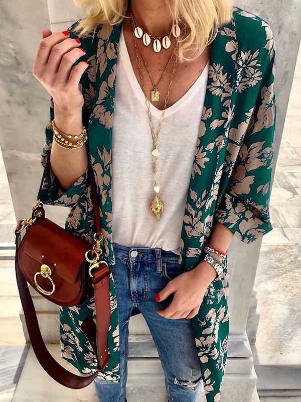 Floral Batwing Sleeve Cardigan