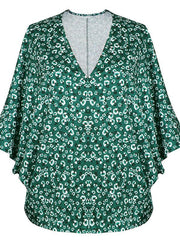 Deep V-Neck Bell Kimono Blouses