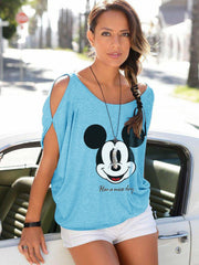 Mickey Mouse Hollow Out Bat Sleeve T-shirt