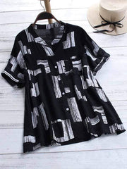 wiccous.com Plus Size Tops Black / L Plus size printed short-sleeved shirt