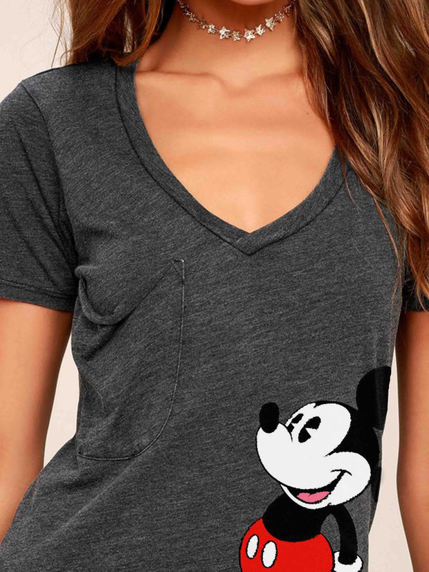 Mickey Mouse V-neck Short Sleeve T-shirt TOP