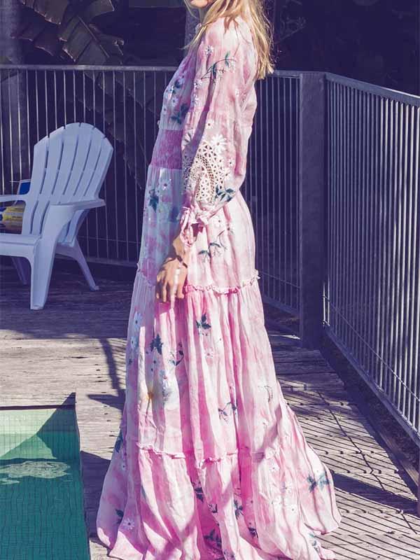 Flower Pink Maxi Dress