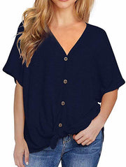 Waffle Knit Loose Bat Wing Tunic Blouses