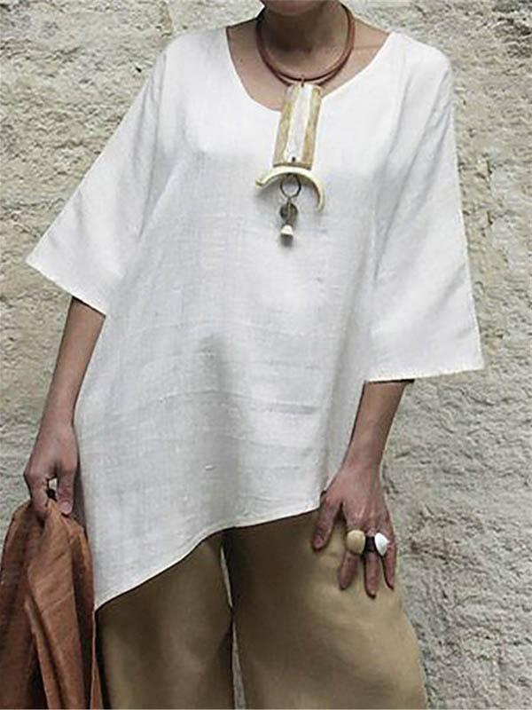 Cotton Linen Loose Casual Irregular Shirt
