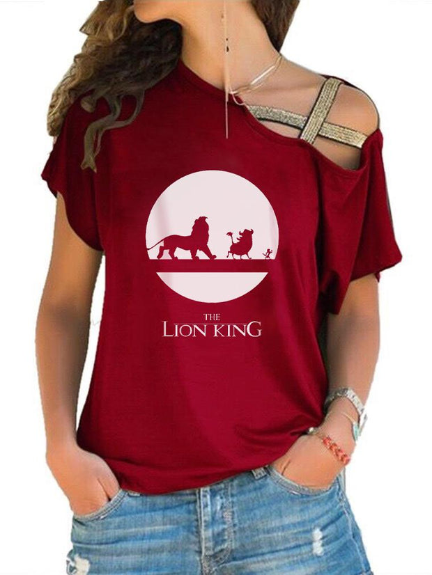 The Lion King Printed Off-The-Shoulder T-shirt
