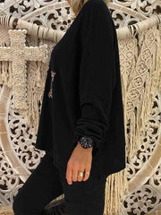 wiccous.com T-Shirts，Plus Size Tops Black / S Women's LOVE Print Long Sleeve Tops