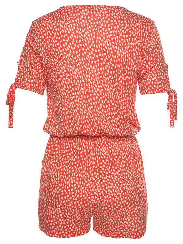 Orange V-Neck Beach Jumpsuits