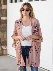Floral Printed Bat Sleeve Cardigan