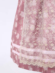 Floral Print Lace Apron Dress