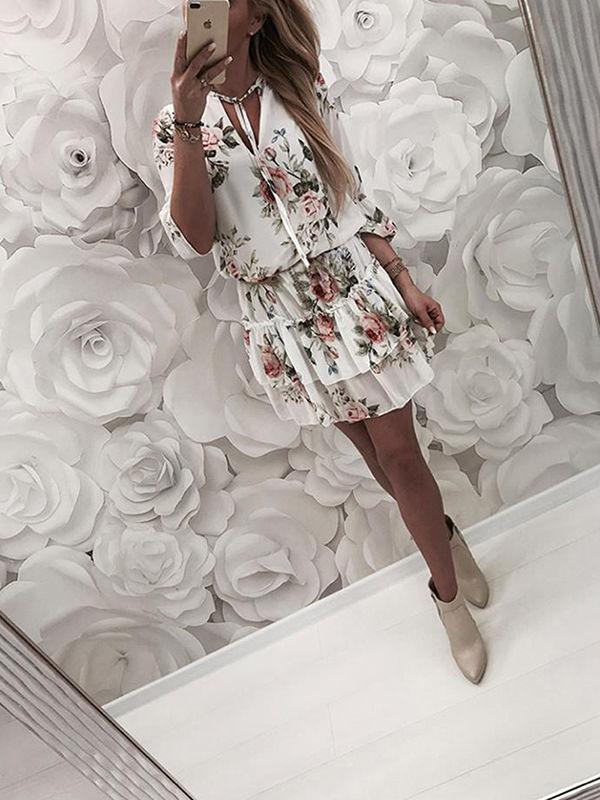 Floral Printed Ruffle Dress