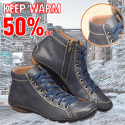 Women Casual Comfy Flat Heel Zipper Faux Leather Ankle Boots