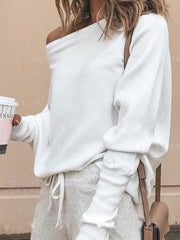 sloping shoulder normal Bat wing sleeve sweater