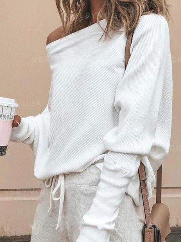 sloping shoulder normal Bat wing sleeve sweater