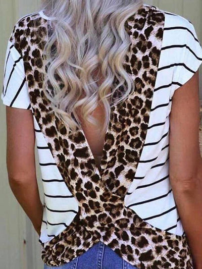 Leopard Stripe Open Back Top