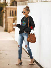 Wonder Woman Round Collar Long Sleeve Sweatshirt