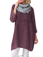 Cotton Linen Sleeve Pocket Shirt