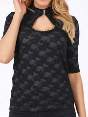 Womens Cute Short-Sleeved Lace Shirt