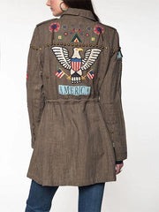 Retro Contrast Flower Lapel Coat