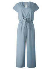V-neck Button Ties Jumpsuits
