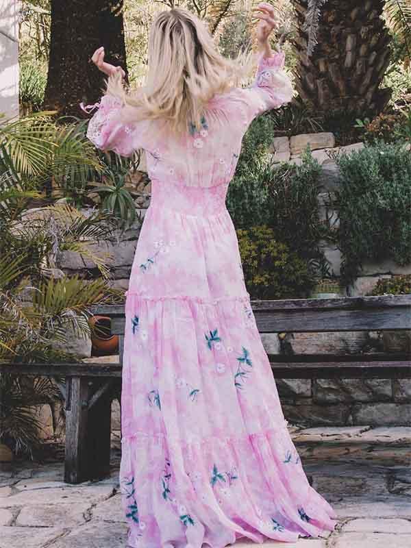 Flower Pink Maxi Dress