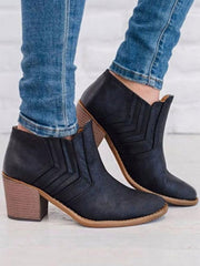 Solid Round Toe Heeled Boots