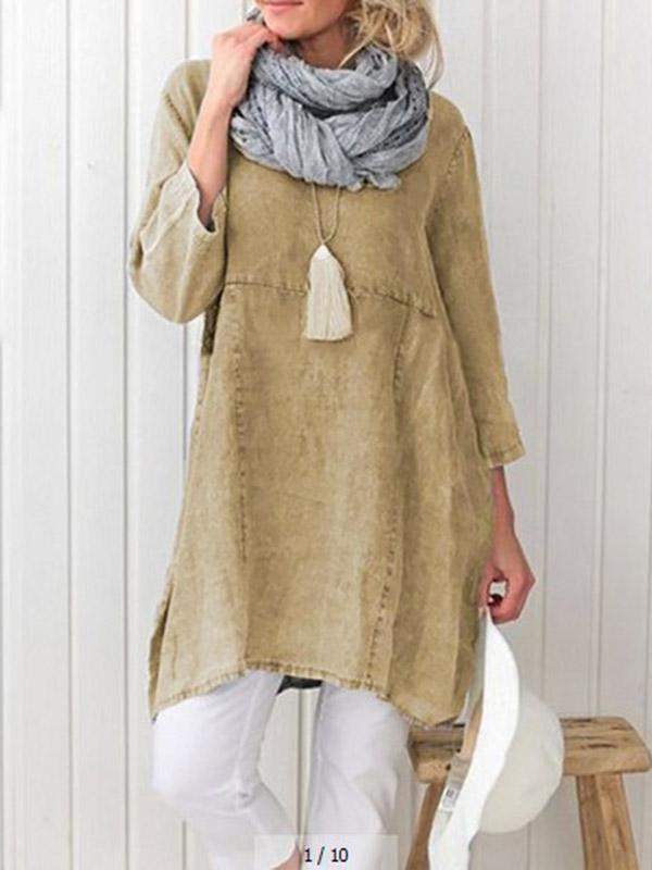 Cotton Linen Sleeve Pocket Shirt