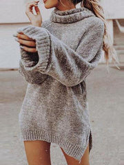 Stand Collar Long Pattern Sweater Dress
