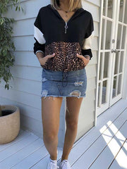 Leopard Stitching Hoodie