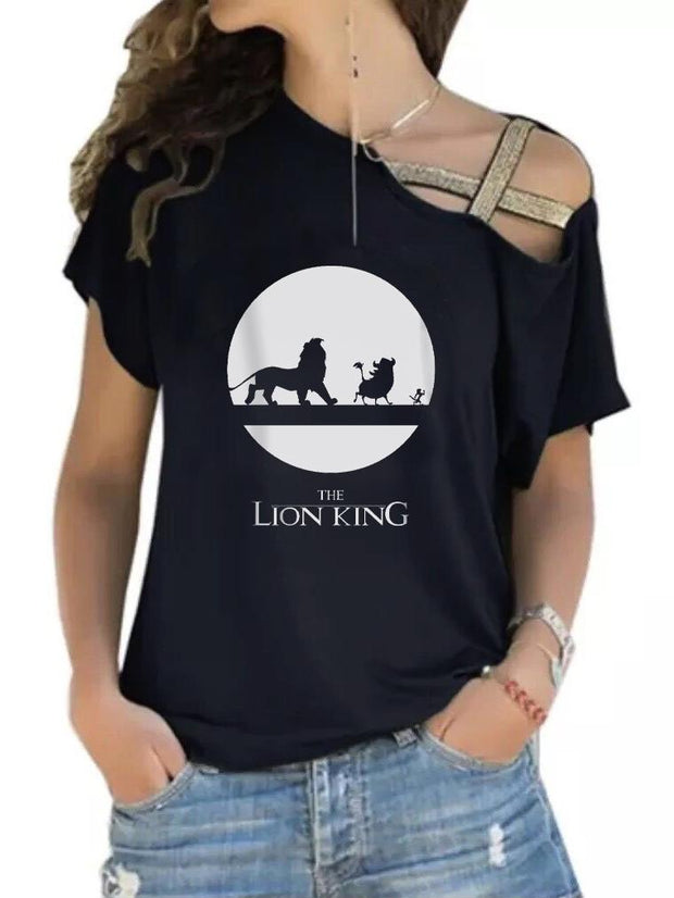 The Lion King Printed Off-The-Shoulder T-shirt