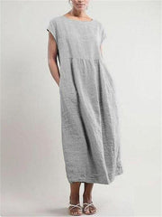 Loose Simple Cotton Linen Dress