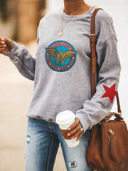 Wonder Woman Round Collar Long Sleeve Sweatshirt