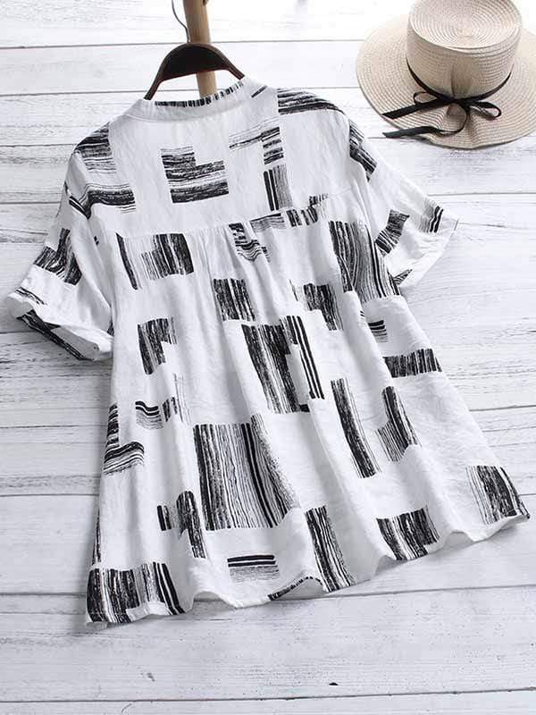 wiccous.com Plus Size Tops Black / L Plus size printed short-sleeved shirt