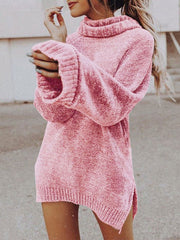 Stand Collar Long Pattern Sweater Dress