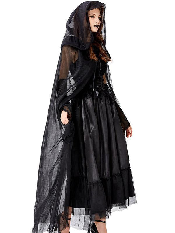 Lady Halloween Hell Goddess Black Dress Maxi Dress