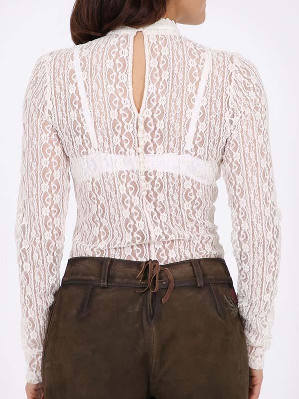 Women's White Long Sleeve Lace Shirt