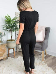 wiccous.com Jumpsuits Grey / S deep V neck intersect Jumpsuits