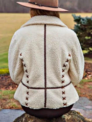Lamb Velvet Simple Retro Lapel Coat