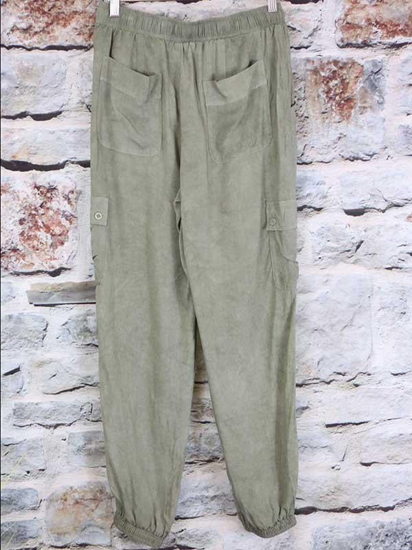 Olive Green Drawstring Waist Pants