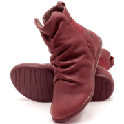 Women's plain leather comfortable flat round head elastic band boots