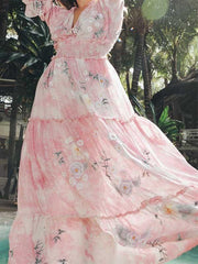 Flower Pink Maxi Dress