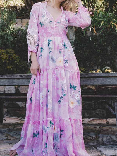 Flower Pink Maxi Dress