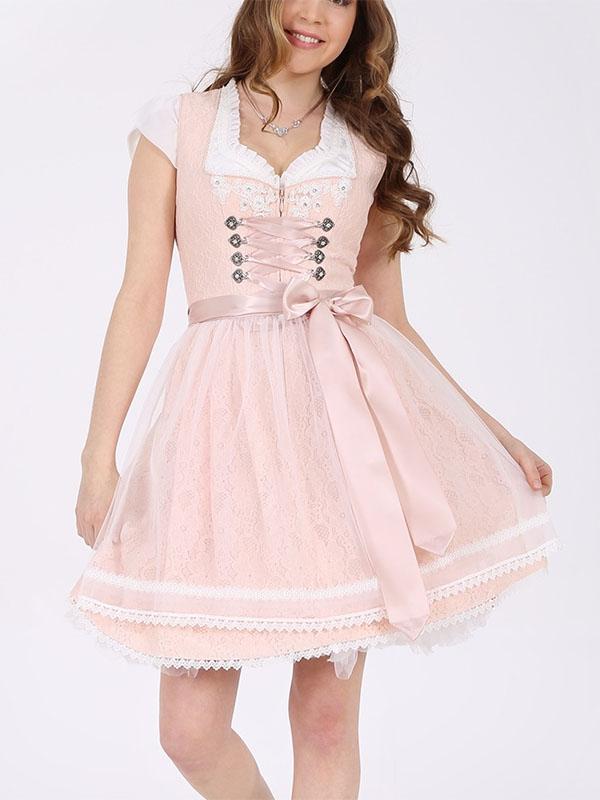 Girly Style Elegant Pink Lace Dress