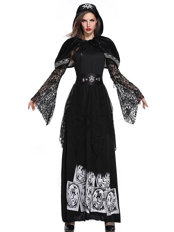 Ladies Halloween Lace Death Black Dress