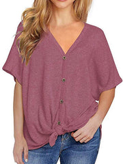 Waffle Knit Loose Bat Wing Tunic Blouses