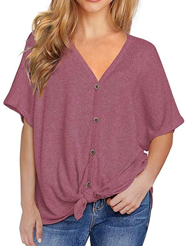 Waffle Knit Loose Bat Wing Tunic Blouses