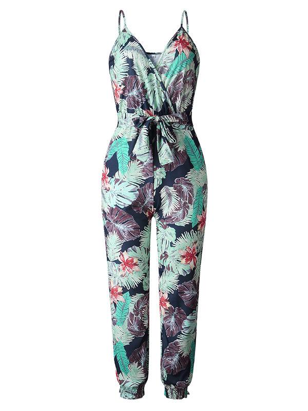 Tropical Leaf Printed Jumpsuit