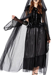 Lady Halloween Hell Goddess Black Dress Maxi Dress