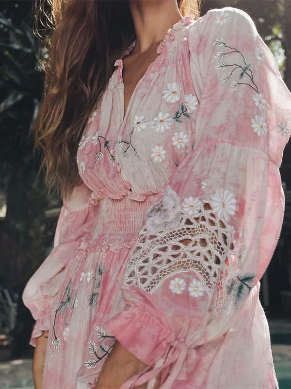 Flower Pink Maxi Dress