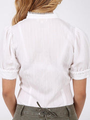 Womens Lace White Short-Sleeved Shirt