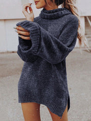 Stand Collar Long Pattern Sweater Dress